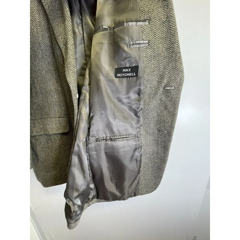 Max Mitchell Mens‎ 42R Blazer Sport coat Jacket Wool blend Black Gray